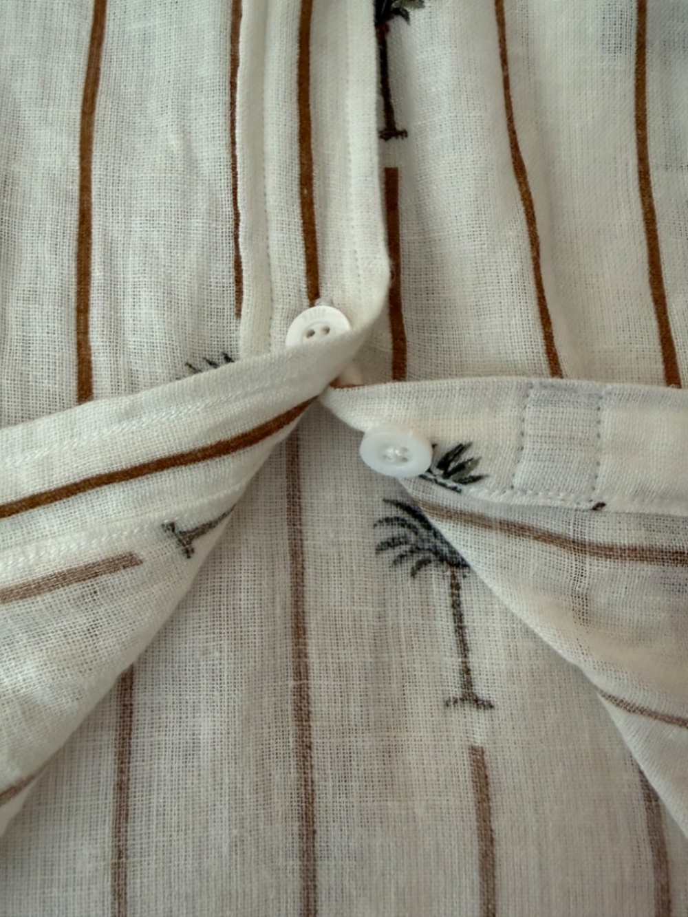 RAILS Charli Linen Blend Long Sleeve Button Front Shirt Ivory Stripe Palms Sz XS - Picture 13 of 16